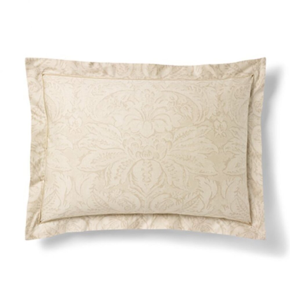 RALPH LAUREN Home KING Pillow SHAM Fleur du Roi TAN / GOLD Cotton
